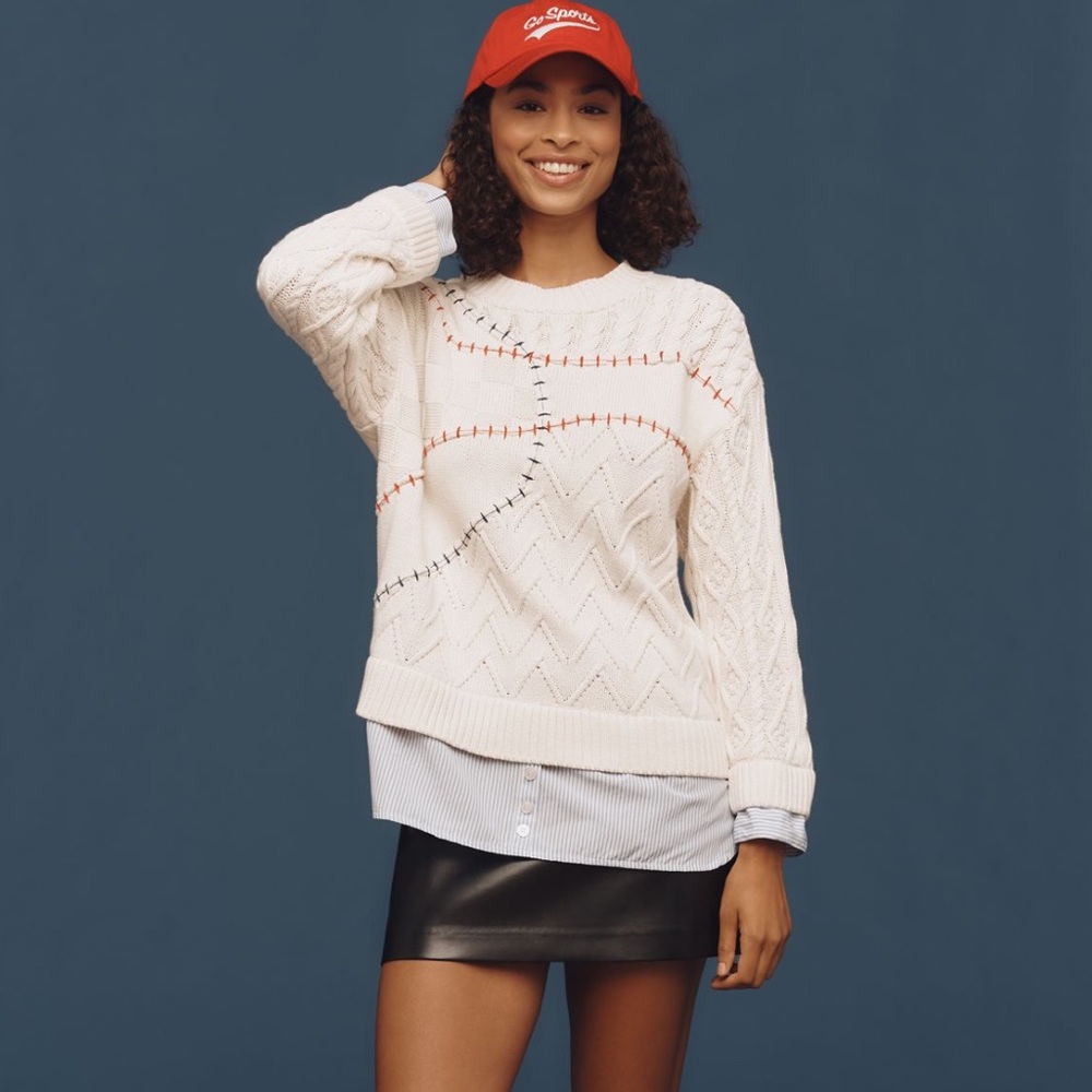 Anthropologie Pilcro Cable-Knit Twofer Sweater